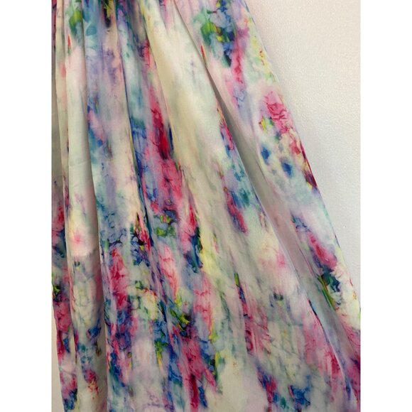 LAtiste By Amy Watercolor Maxi Dress With Strappy Back Design & Side Slit Size S - Picture 3 of 9